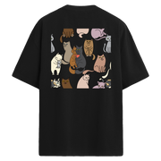 Sarılan Kedili Sırt Baskılı Oversize T-Shirt