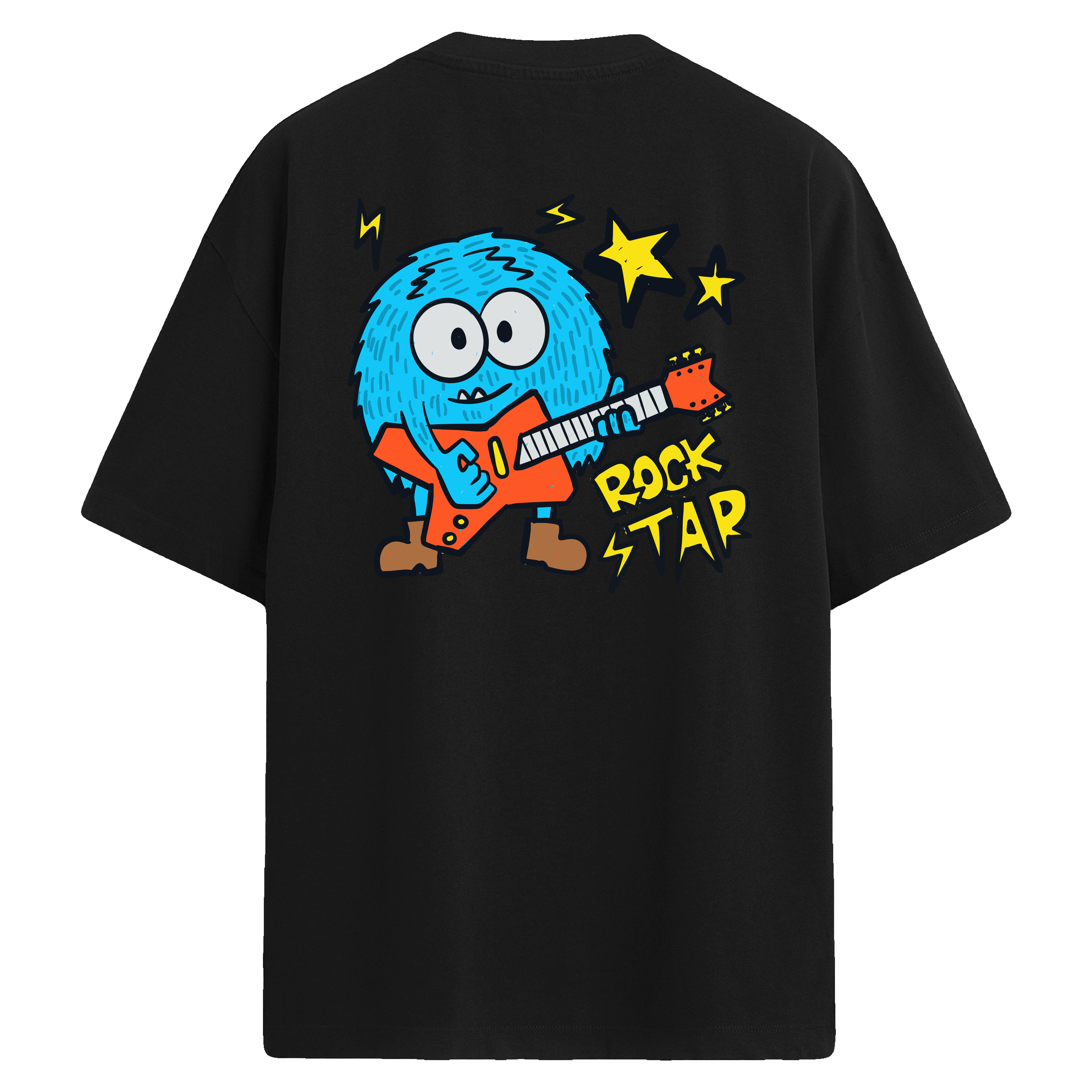 Rock Star Sırt Baskılı Oversize T-Shirt