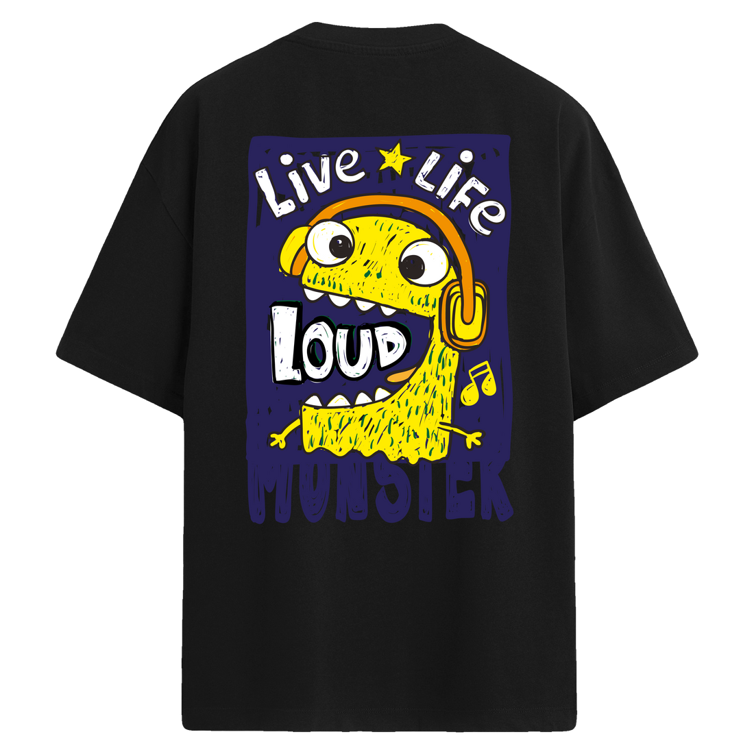 Loud Monster Sırt Baskılı Oversize T-Shirt
