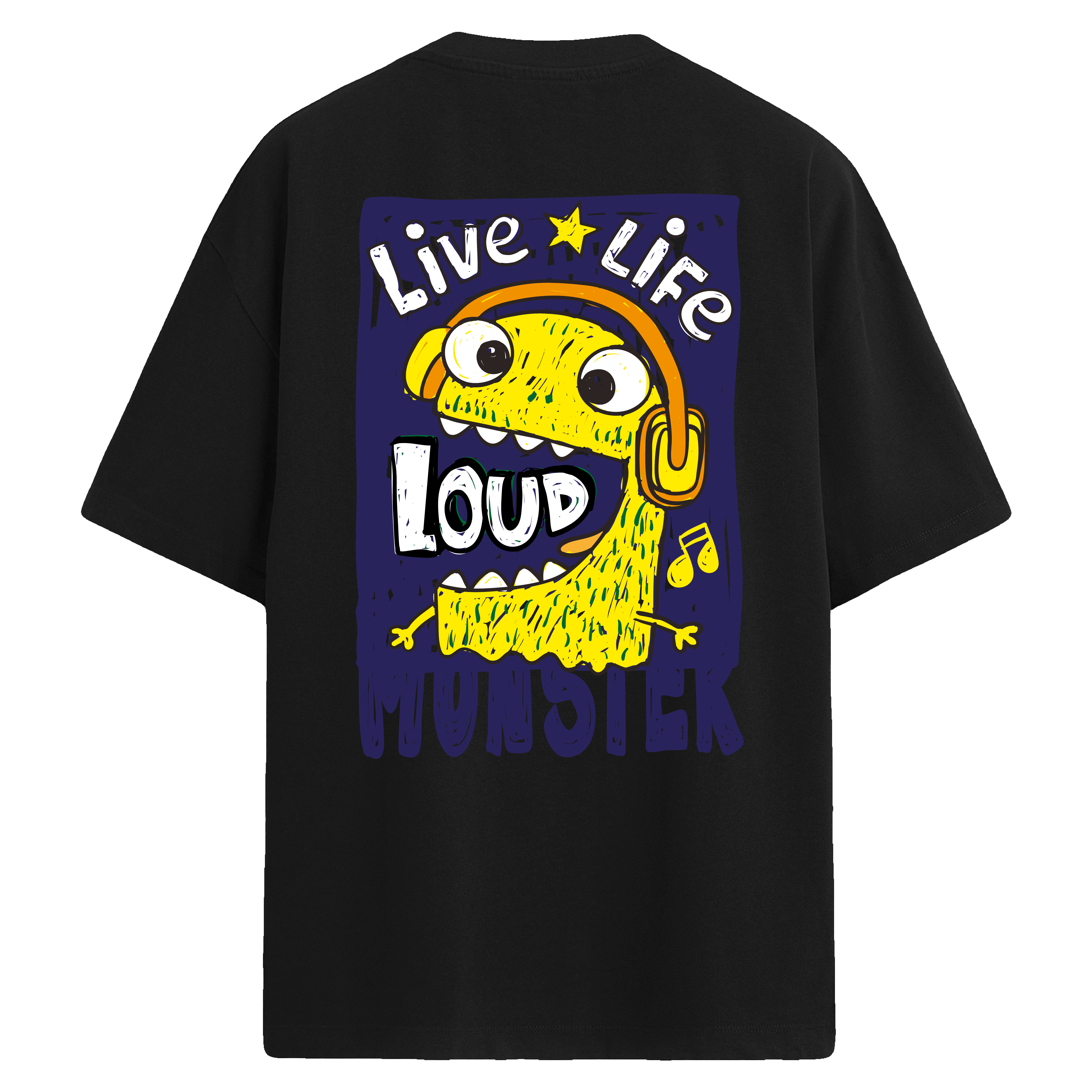 Loud Monster Sırt Baskılı Oversize T-Shirt