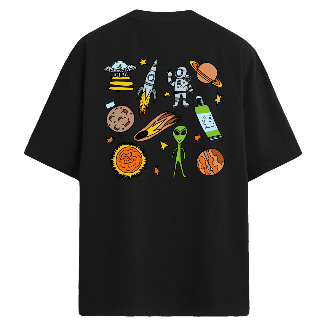 Cosmic Fun Sırt Baskılı Oversize T-Shirt