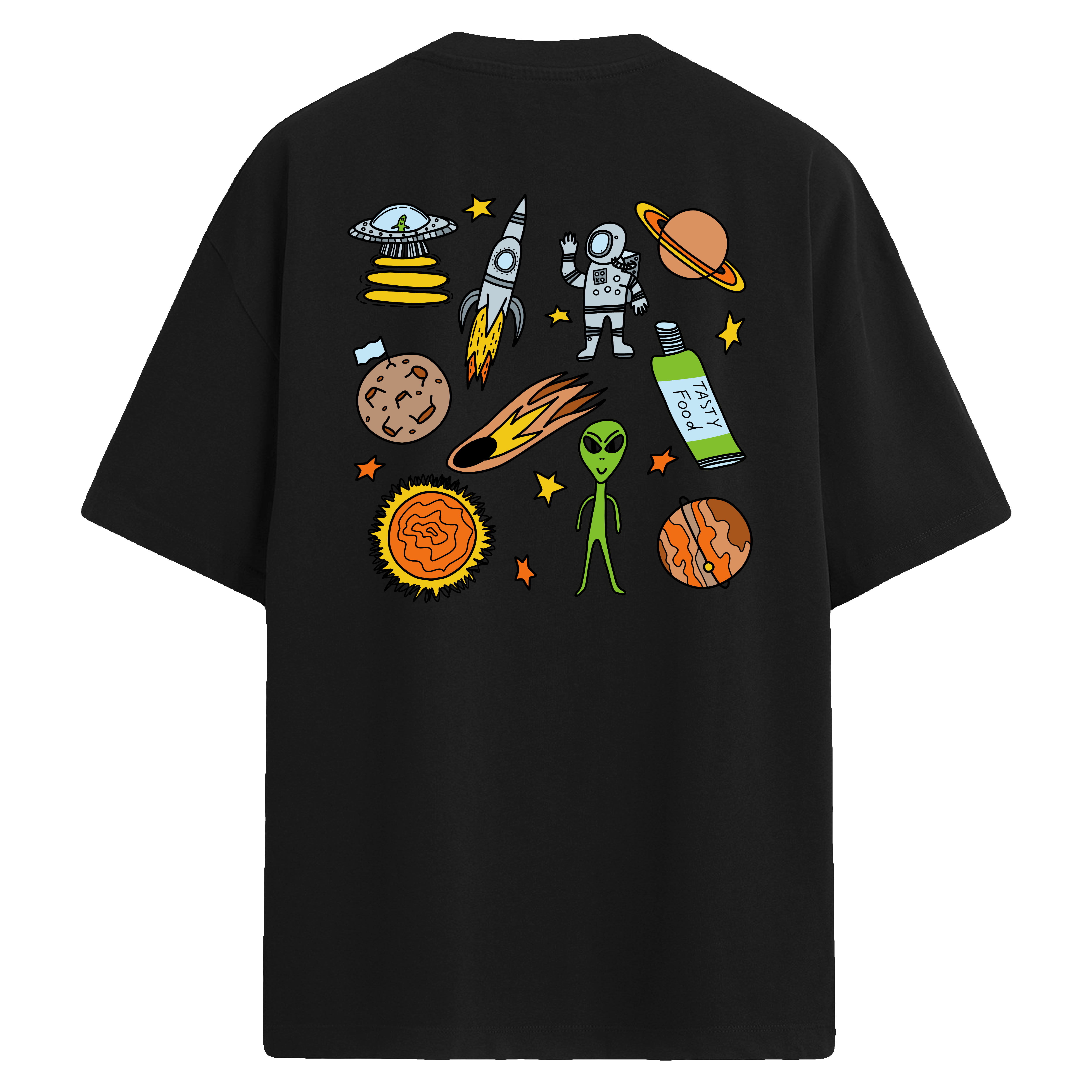 Cosmic Fun Sırt Baskılı Oversize T-Shirt