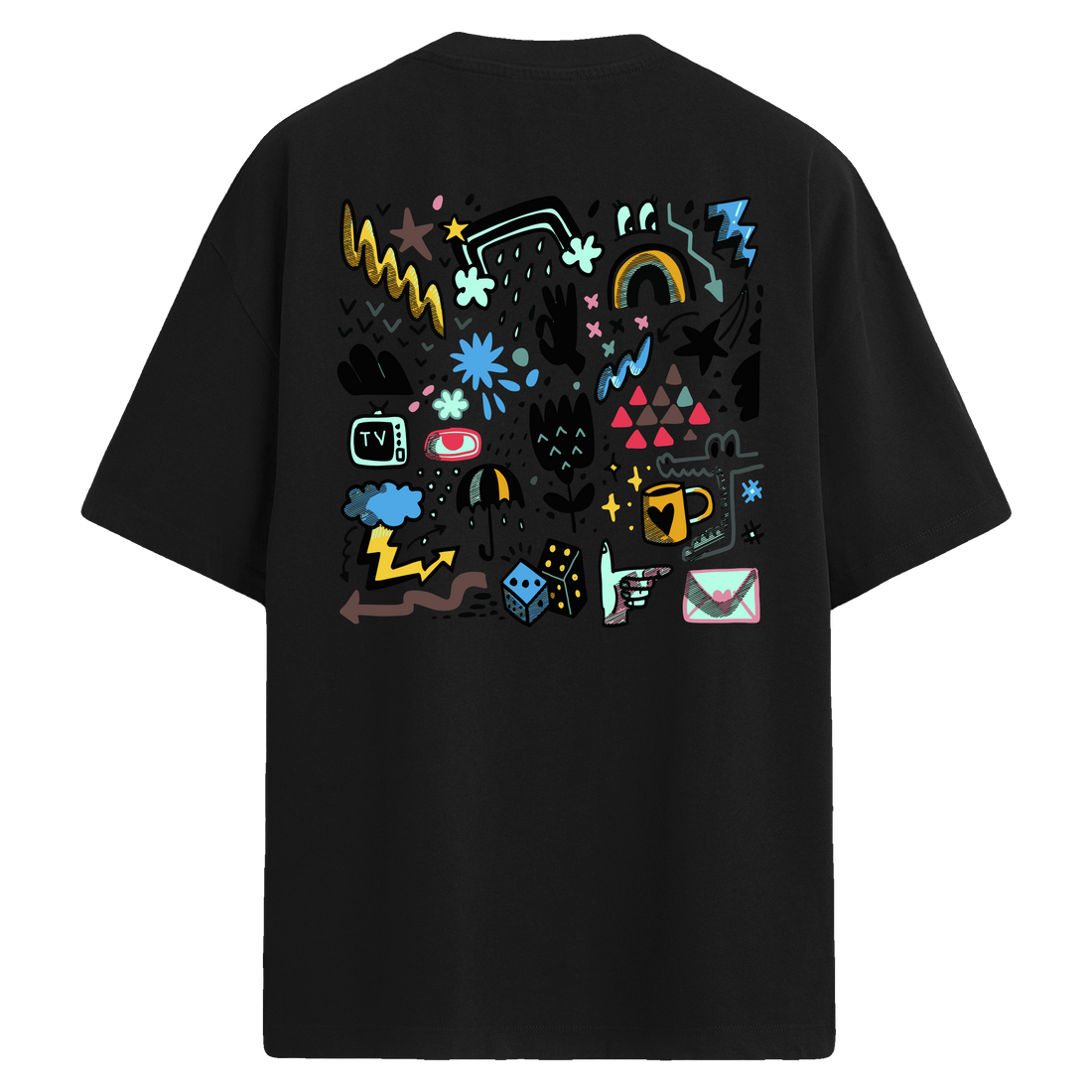 Symbol Rush Sırt Baskılı Oversize T-Shirt