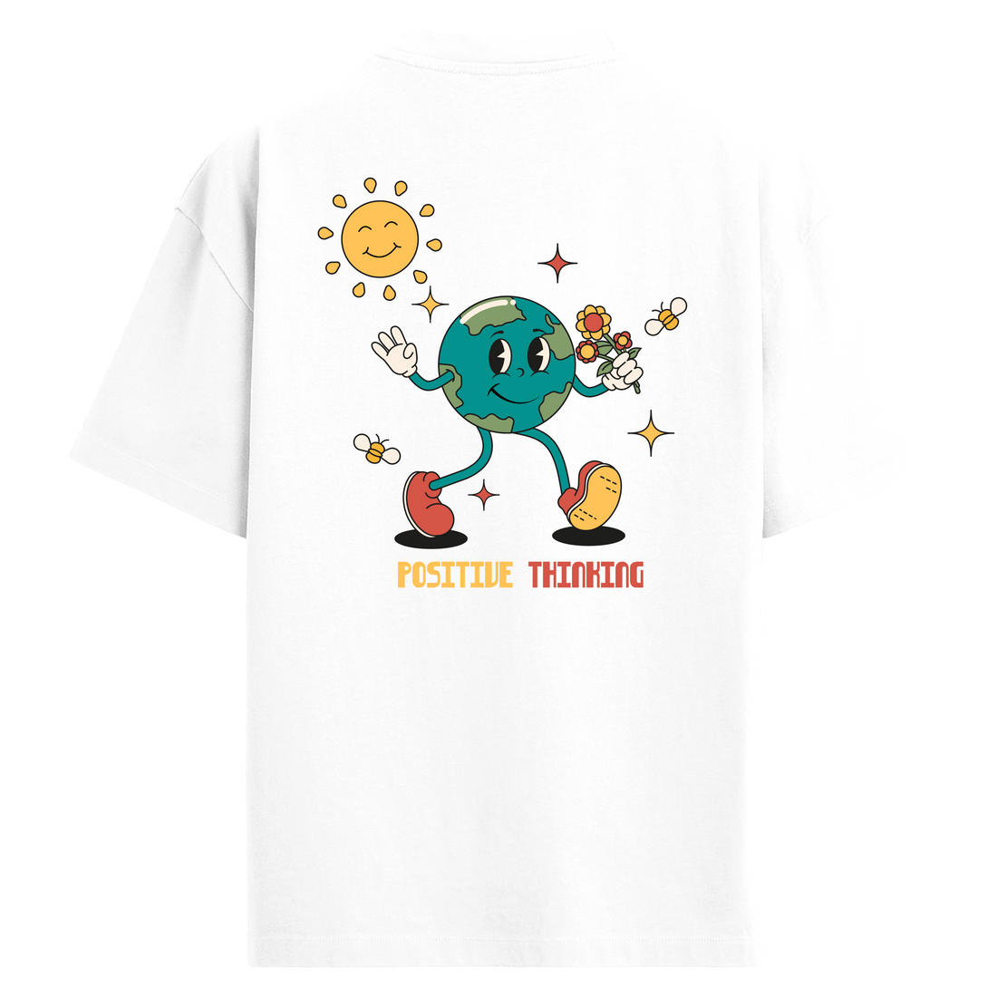 Positive Thinking – Dünya ve Doğayla Pozitif Enerji - Sırt Baskılı Oversize T-Shirt