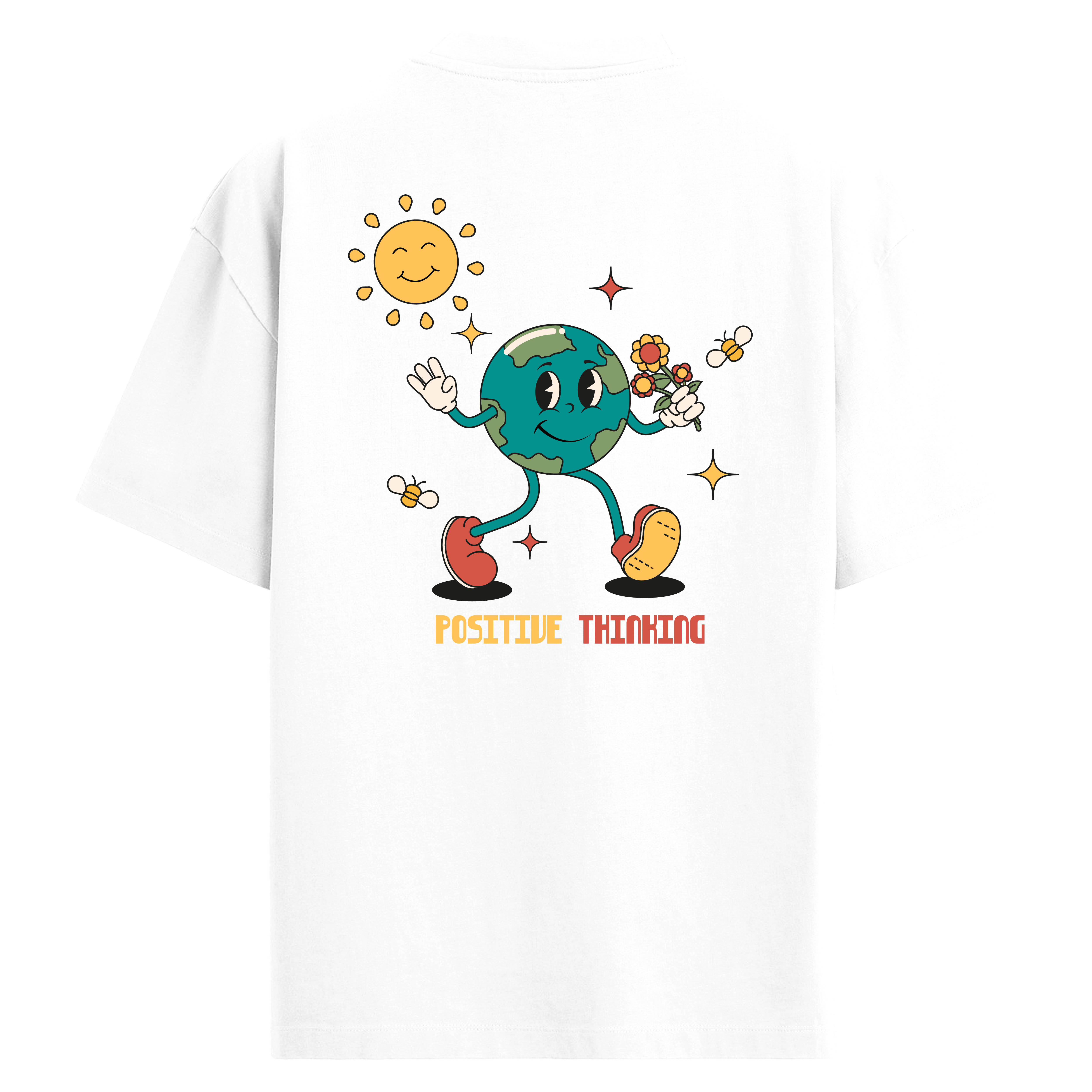 Positive Thinking – Dünya ve Doğayla Pozitif Enerji - Sırt Baskılı Oversize T-Shirt