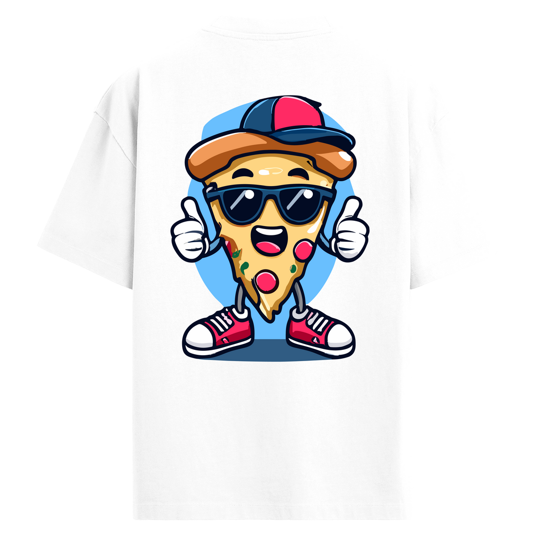 Cool Slice – Stil Sahibi Pizza Karakter Sırt Baskılı Oversize T-Shirt