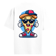 Cool Slice – Stil Sahibi Pizza Karakter Sırt Baskılı Oversize T-Shirt