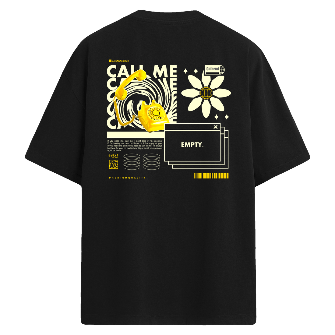 Call Me Sırt Baskılı Oversize T-Shirt