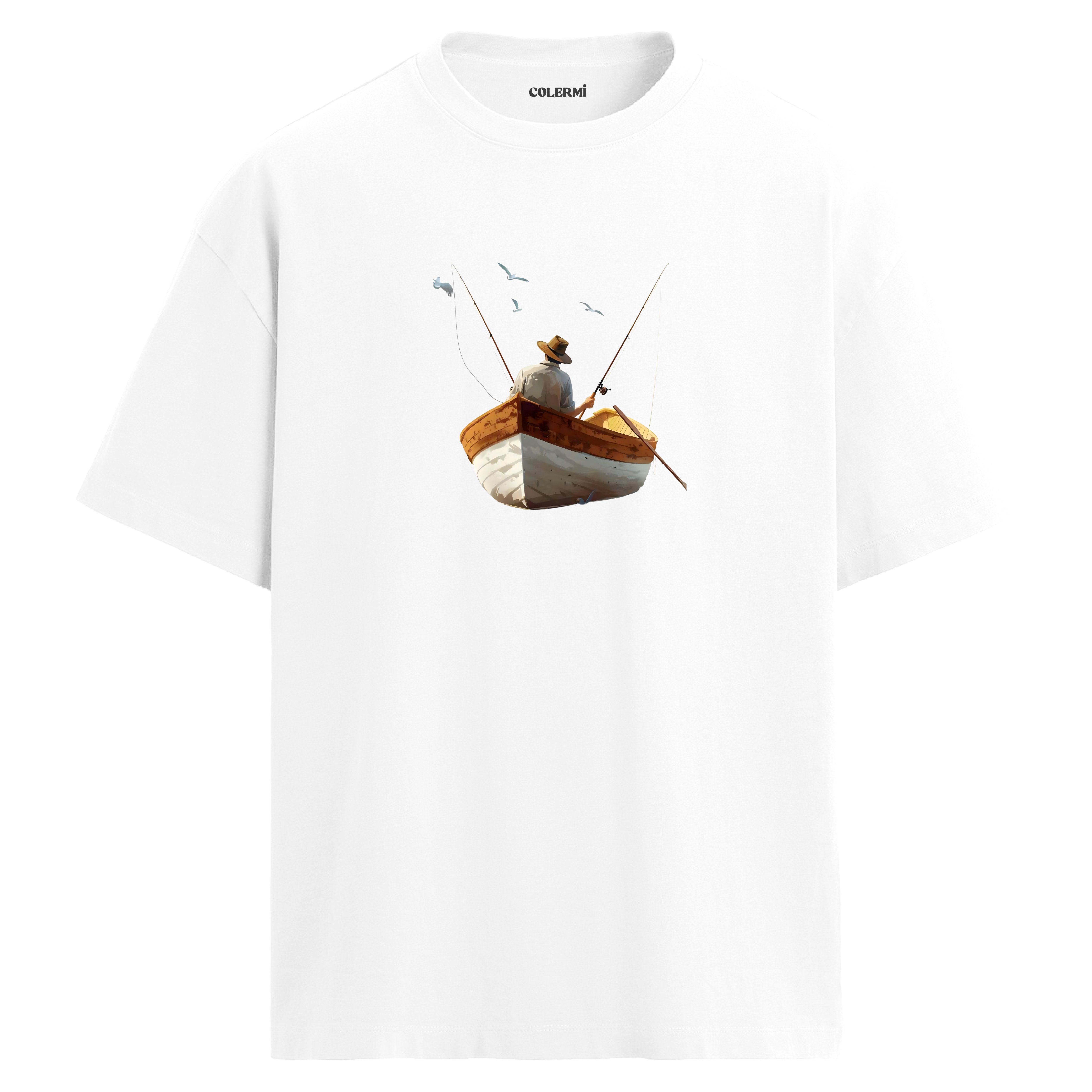 Fishing Calm Life Tasarım Oversize Tişört
