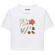 Çiçekli Kadın Crop Tişört | Colermi