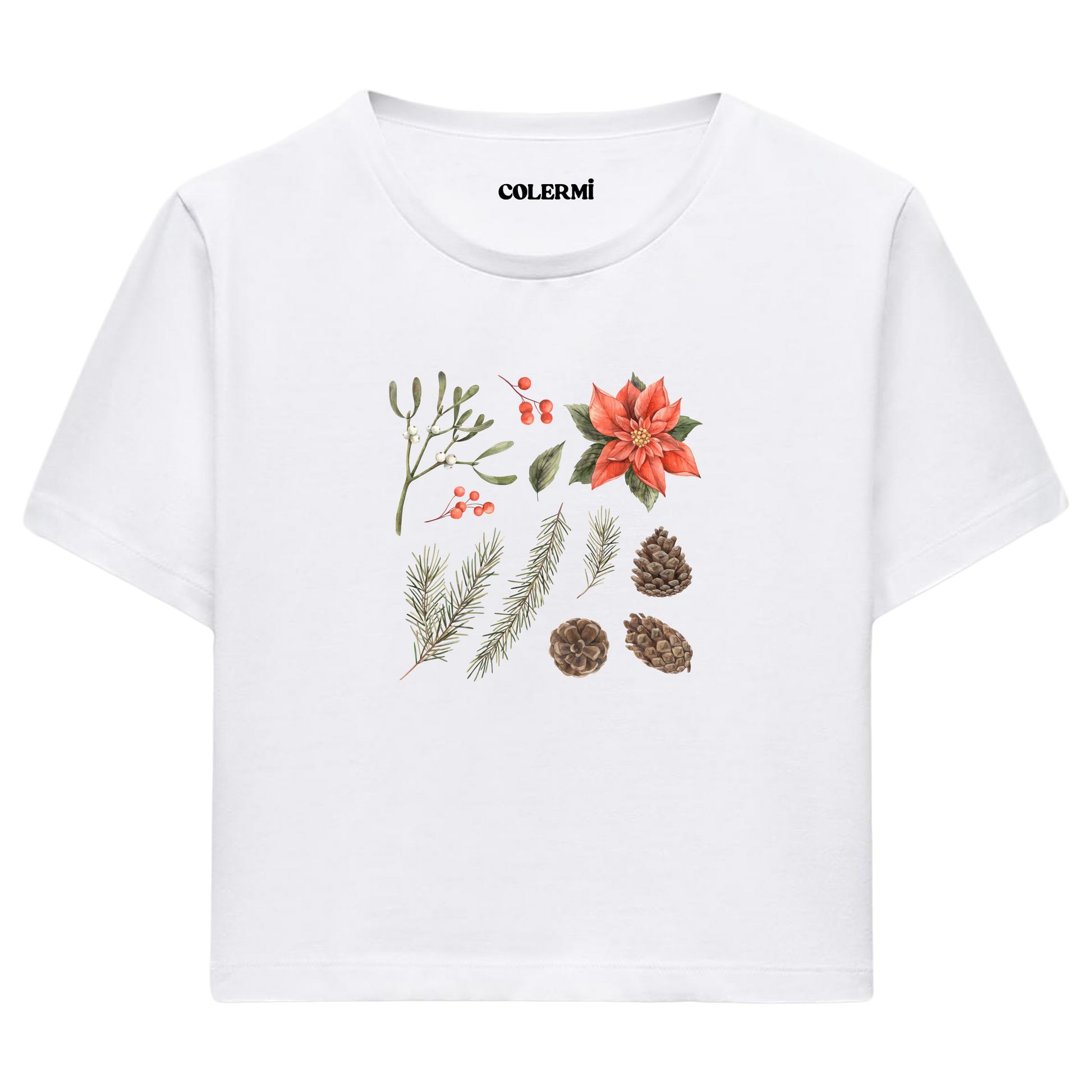 Çiçekli Kadın Crop Tişört | Colermi