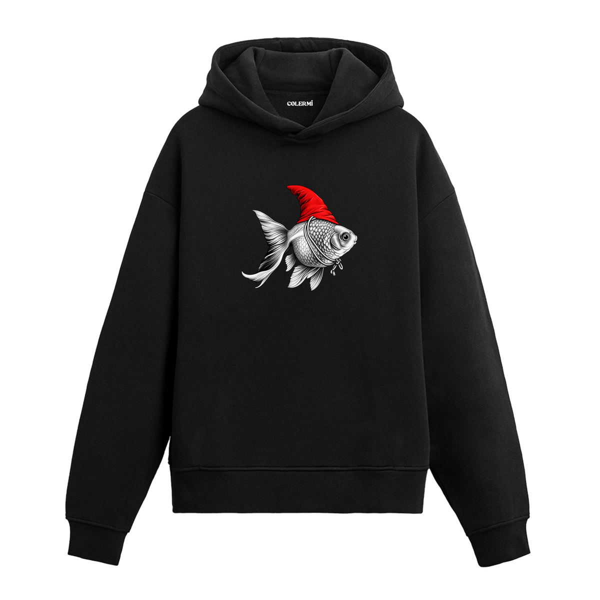 Kırmızı Şapkalı Japon Balığı Tasarım Hoodie
