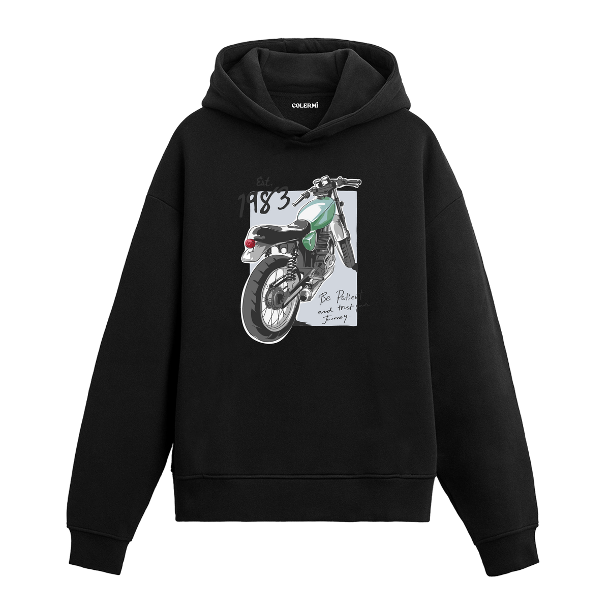 Est. 1983 Retro Motosiklet Tasarım Hoodie