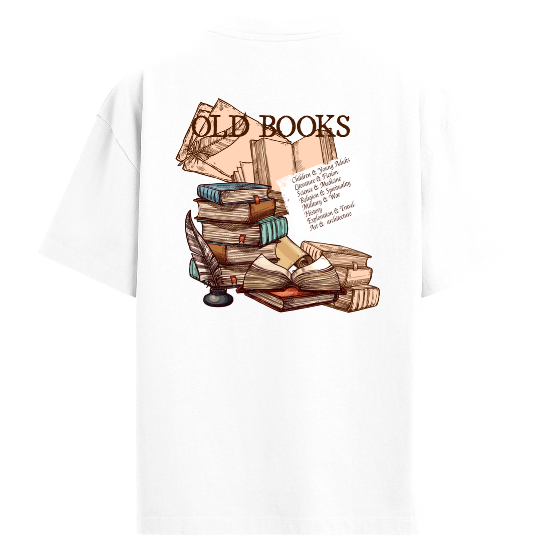 Old Books Sırt Baskılı Oversize T-Shirt