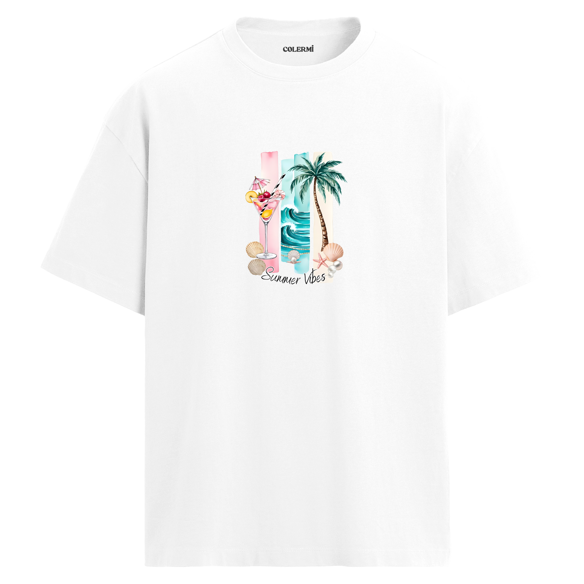 Summer Vibes Tasarım Oversize Tişört detay | Colermi