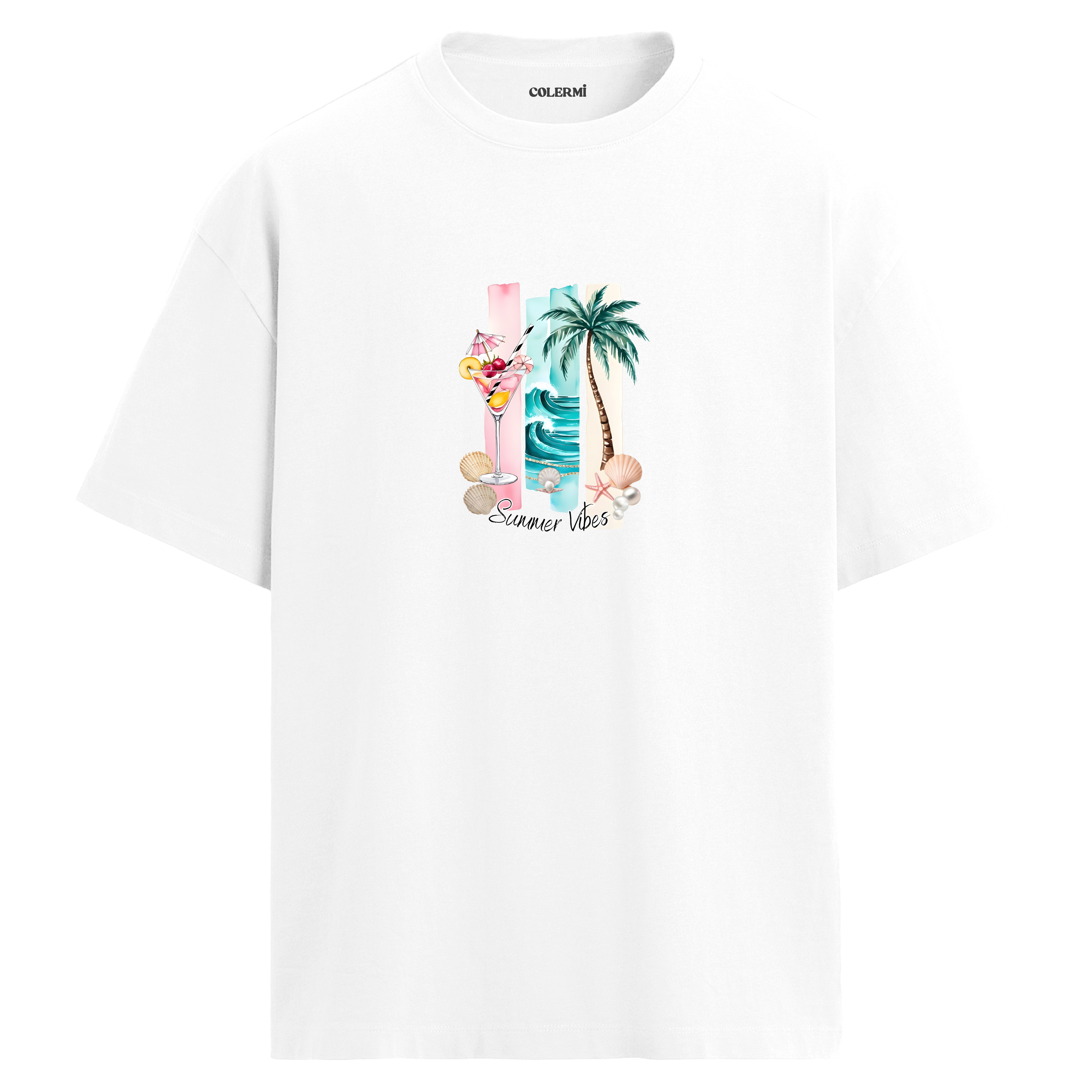 Summer Vibes Tasarım Oversize Tişört detay | Colermi