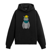 Sarı Bereli Hipster Kedi Tasarım Hoodie