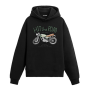 Hit the Road Vintage Motosiklet Tasarım Hoodie