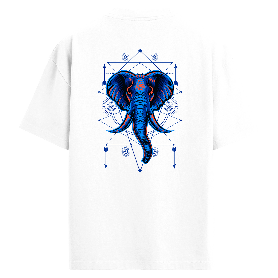 Elephant Symbol Sırt Baskılı Oversize T-Shirt