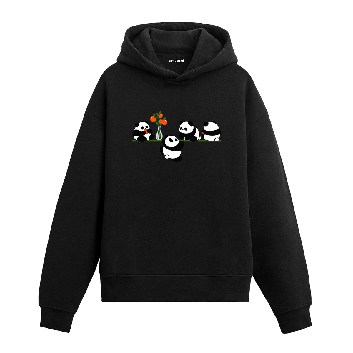 Portakallı Pandalar Tasarım Hoodie