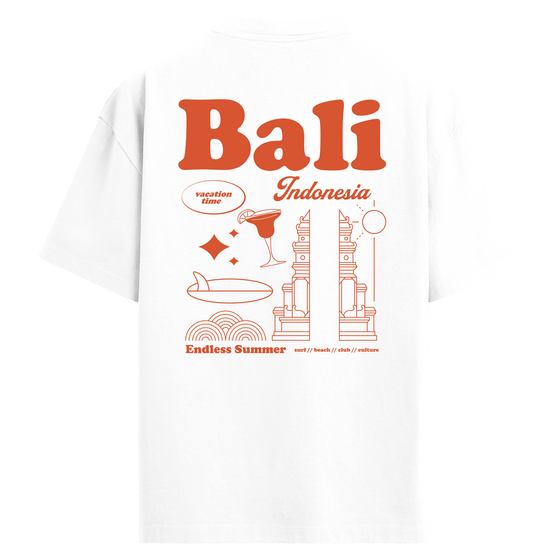 Summer Holiday in Bali Sırt Baskılı Oversize T-Shirt
