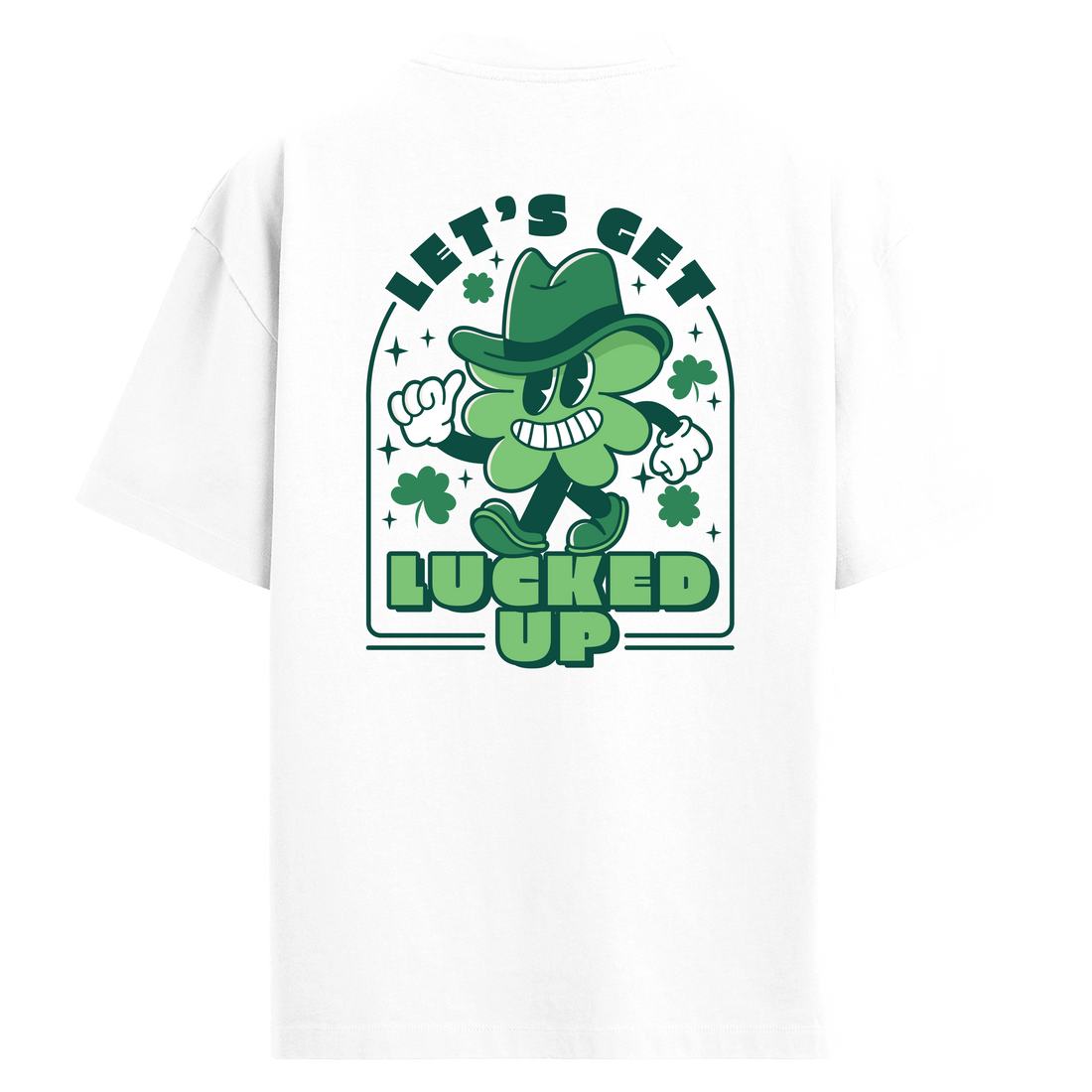 Şanslı Yonca Sırt Baskılı Oversize T-Shirt