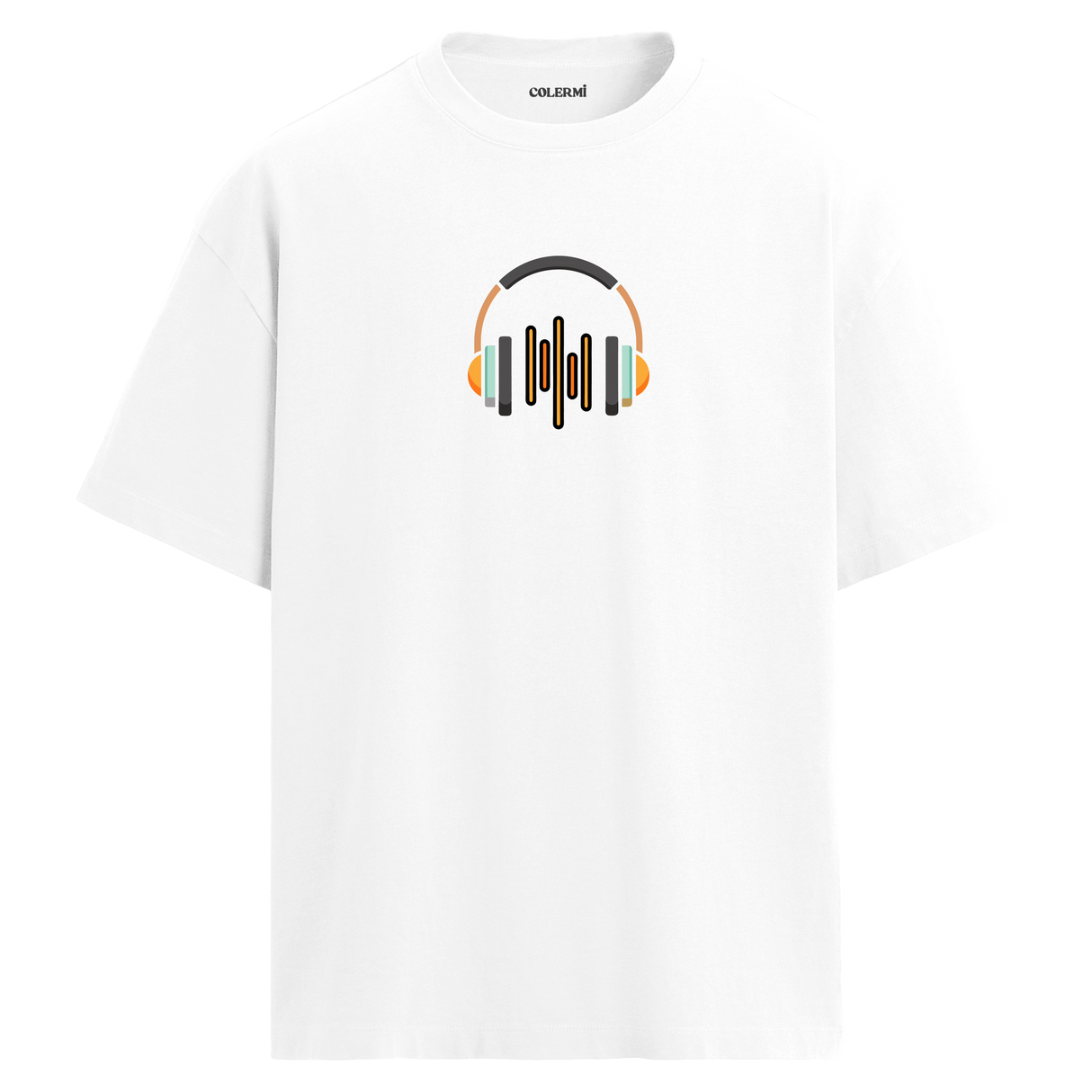 Ses Dalgası Kulaklık Tasarımlı T-Shirt  – %100 Pamuk