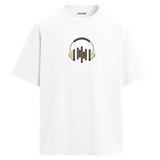 Ses Dalgası Kulaklık Tasarımlı T-Shirt  – %100 Pamuk