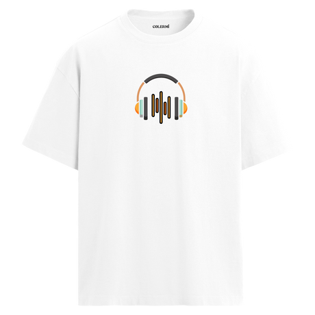 Ses Dalgası Kulaklık Tasarımlı T-Shirt  – %100 Pamuk