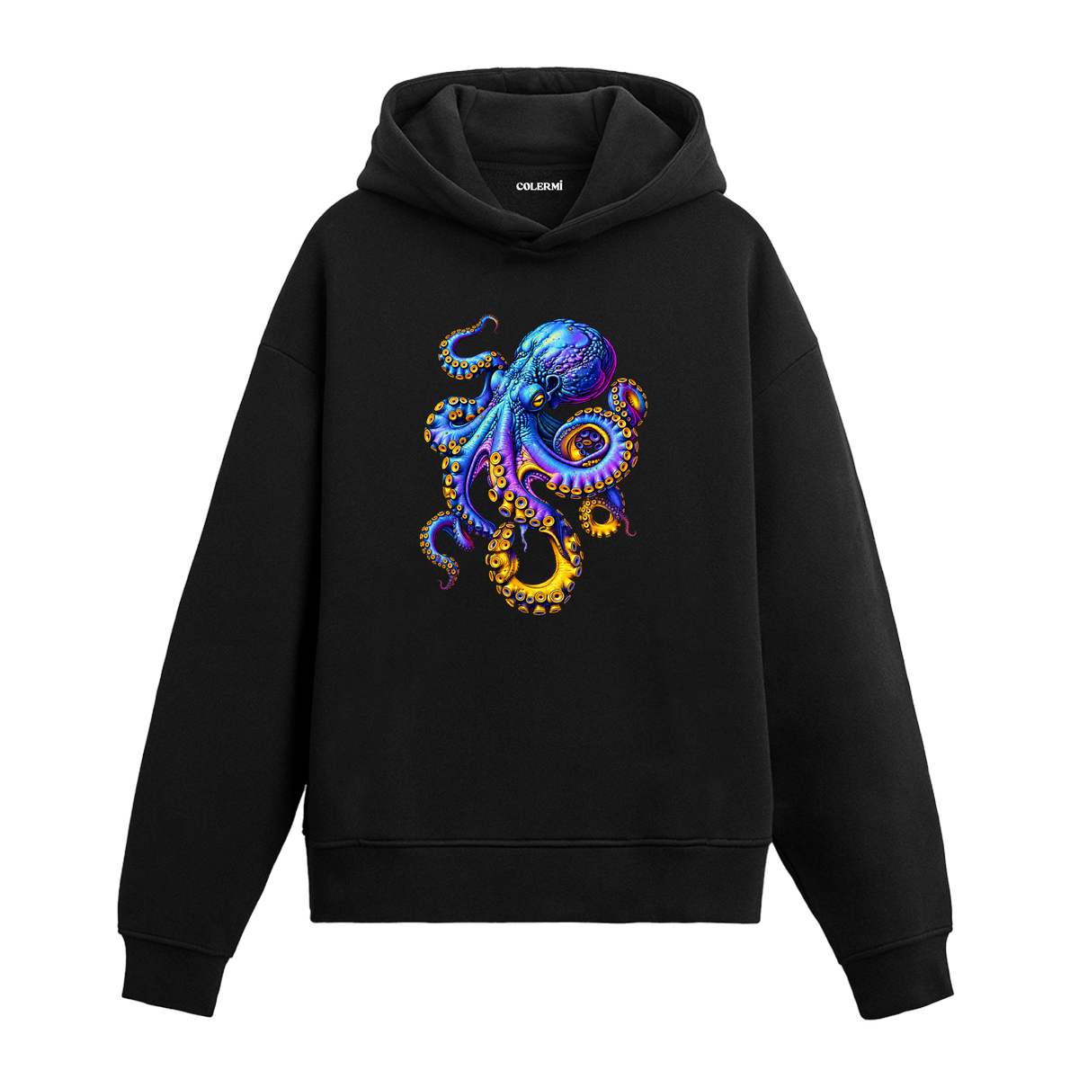 Renkli Ahtapot Tasarım Hoodie - Colermi