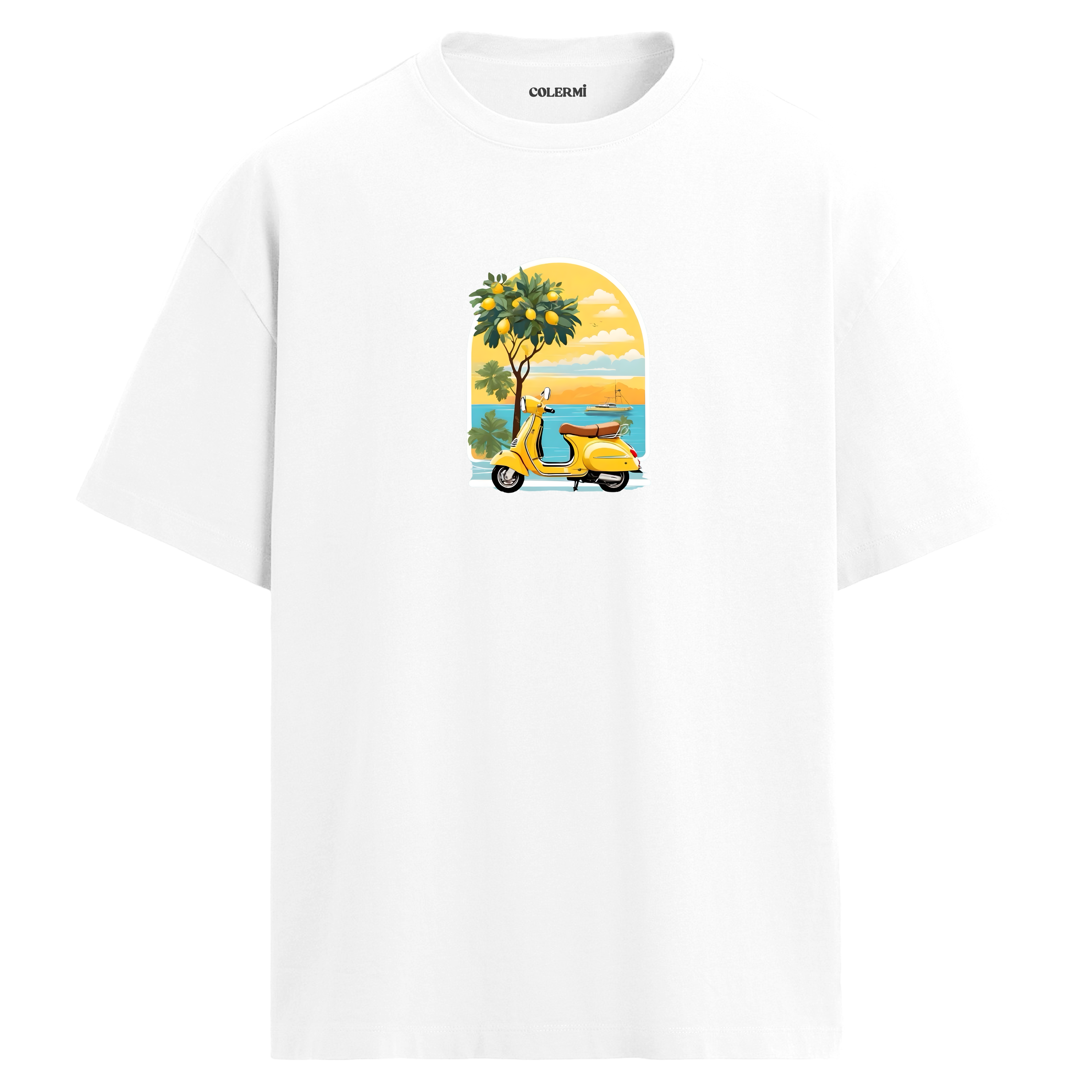Lemon Vespa Yaz Tasarım Oversize Tişört