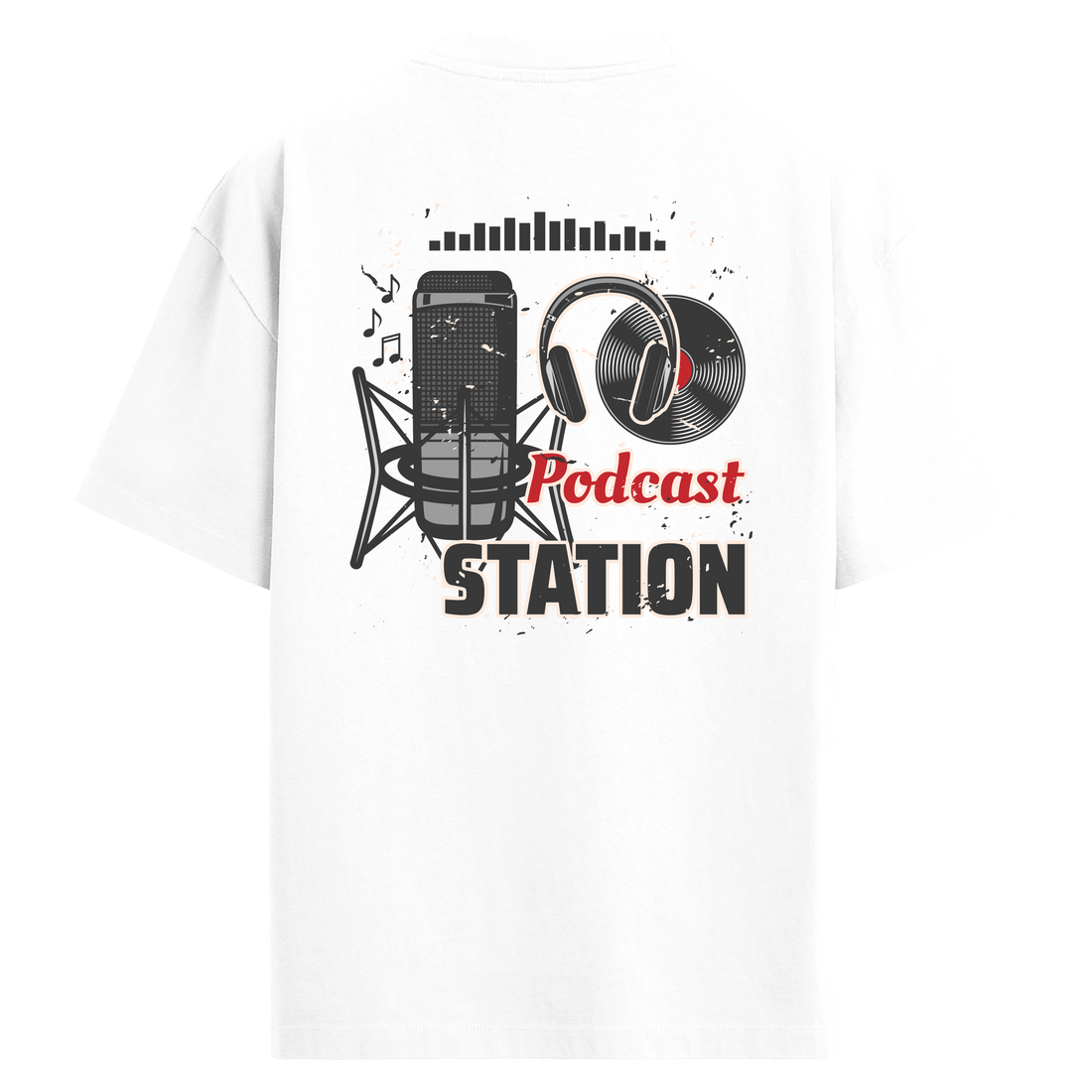 Podcast Sırt Baskılı Oversize T-Shirt