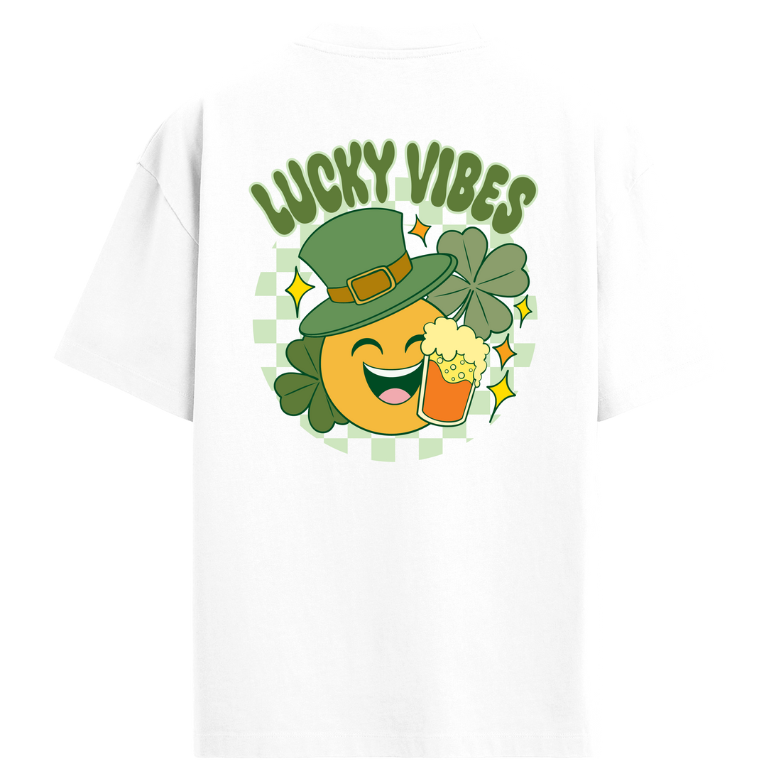 Lucky Vibes Sırt Baskılı Oversize T-Shirt