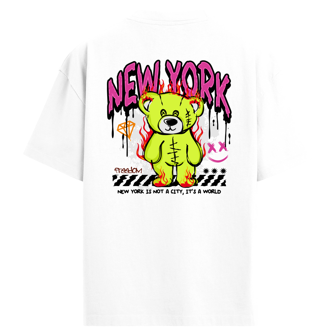 New York Graffiti Sırt Baskılı Oversize T-Shirt