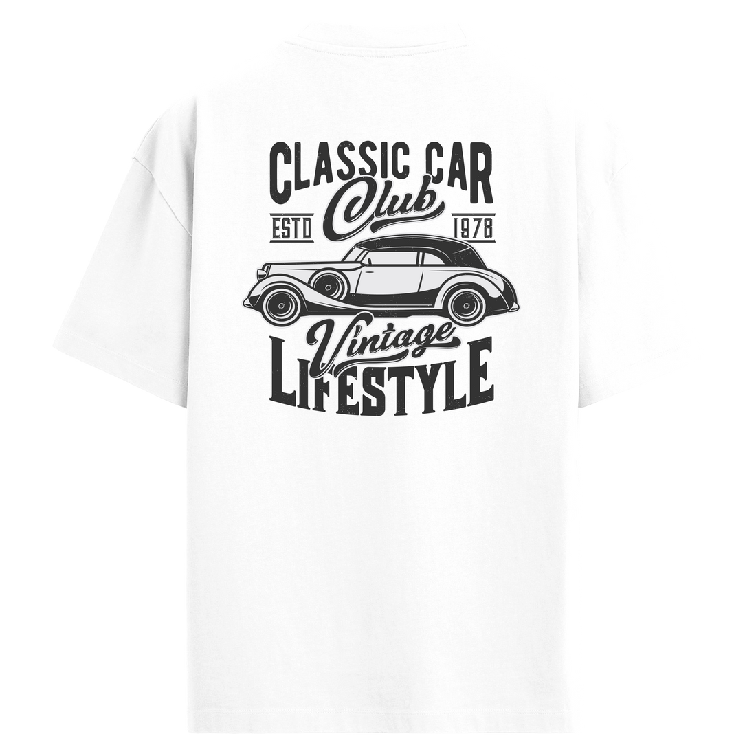 Classic Car Club Sırt Baskılı Oversize T-Shirt