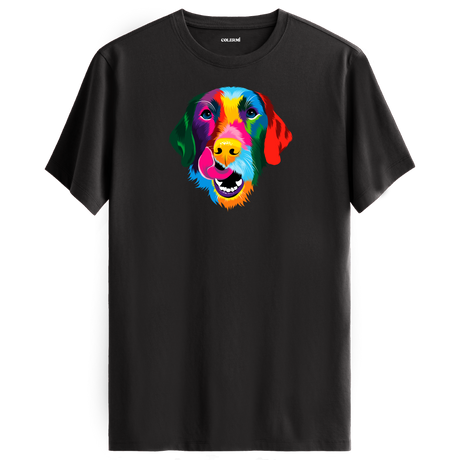 Renkli Golden Retriever Baskılı Unisex Tişört