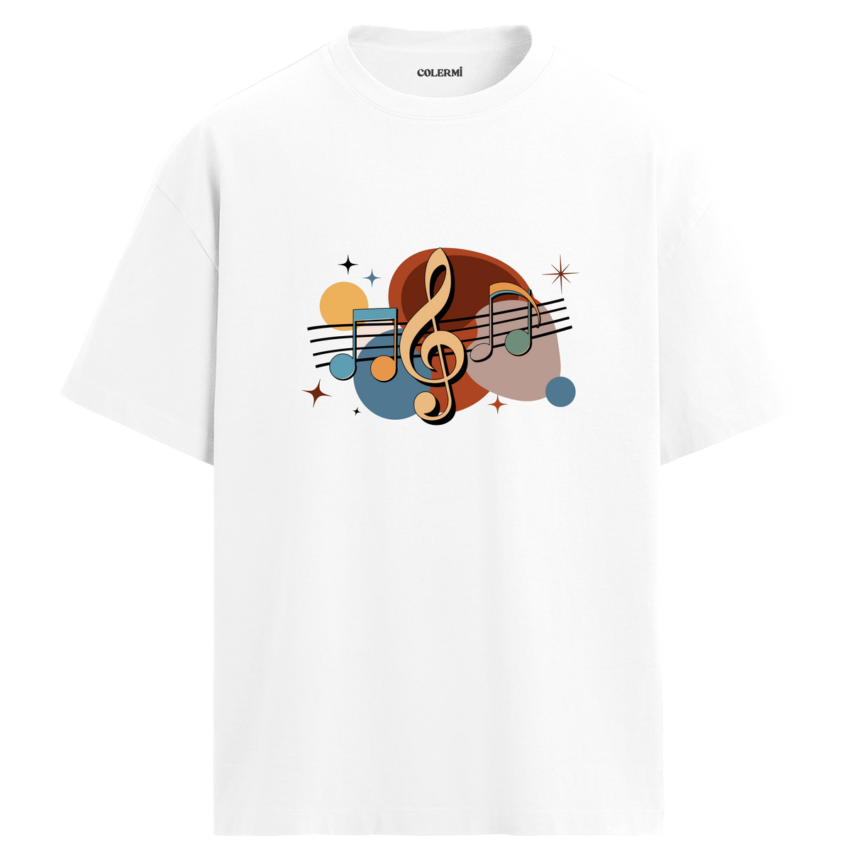 Retro Nota Desenli T-Shirt – %100 Pamuk