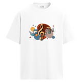 Retro Nota Desenli T-Shirt – %100 Pamuk