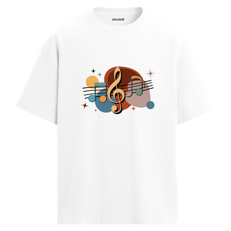 Retro Nota Desenli T-Shirt – %100 Pamuk