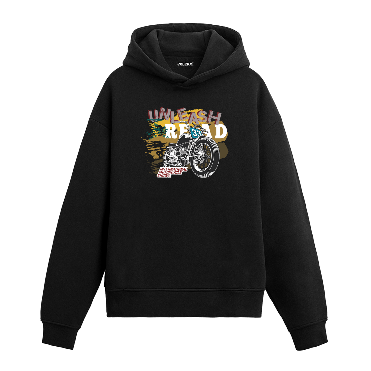 Unleash The Road Vintage Motosiklet Tasarım Hoodie