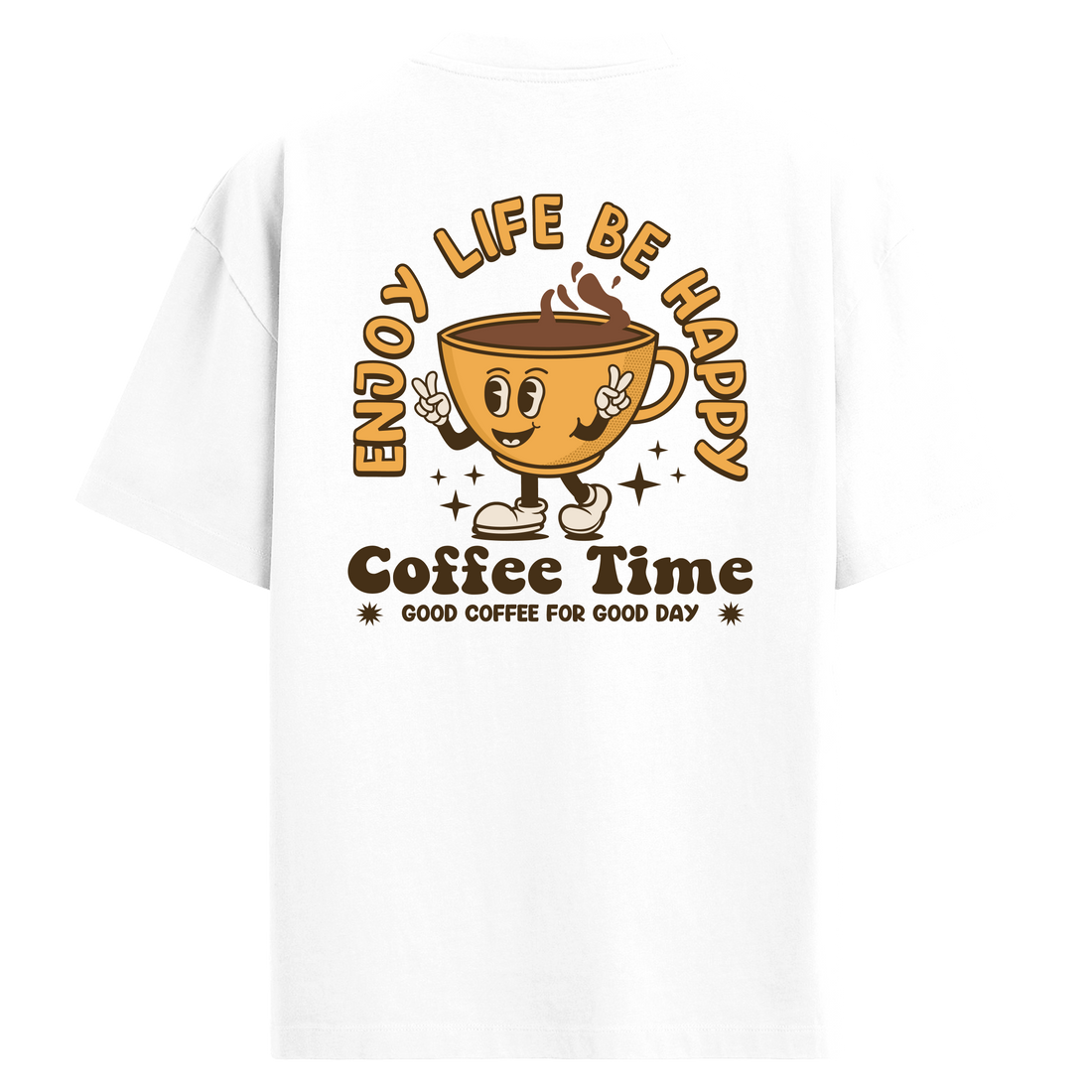 Coffee Joy Sırt Baskılı Oversize T-Shirt