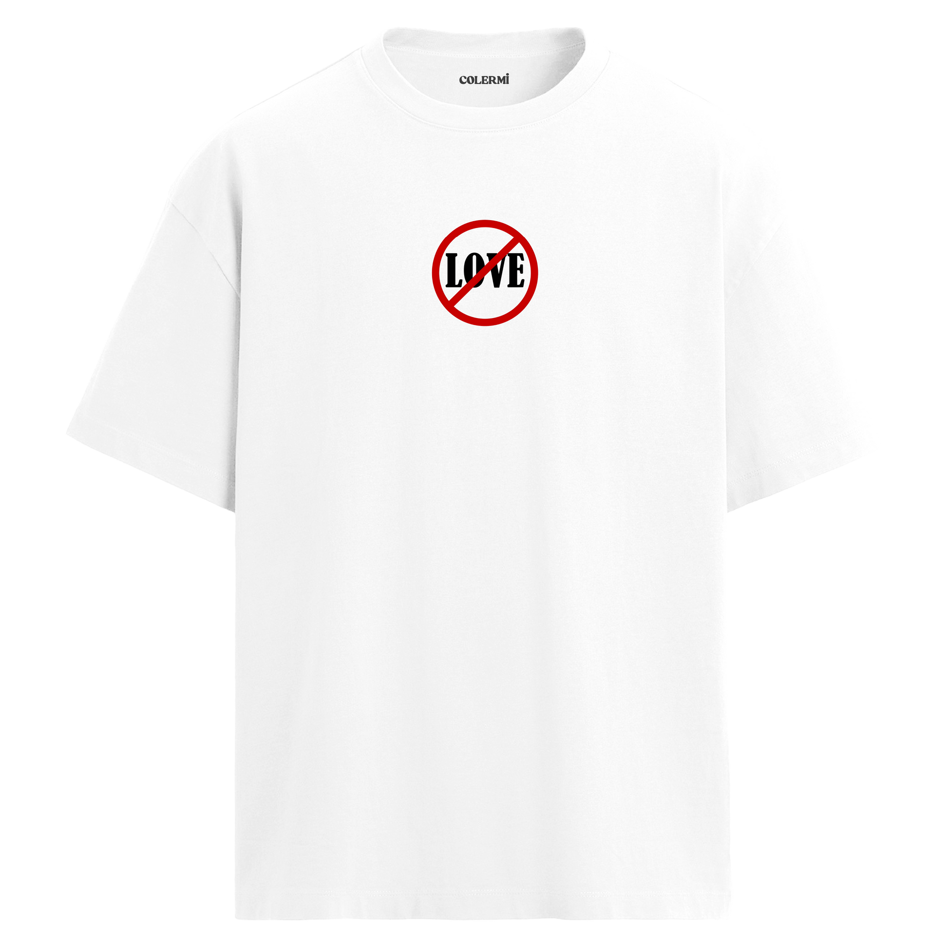 No Love Minimal Tasarım Oversize Tişört detay | Colermi