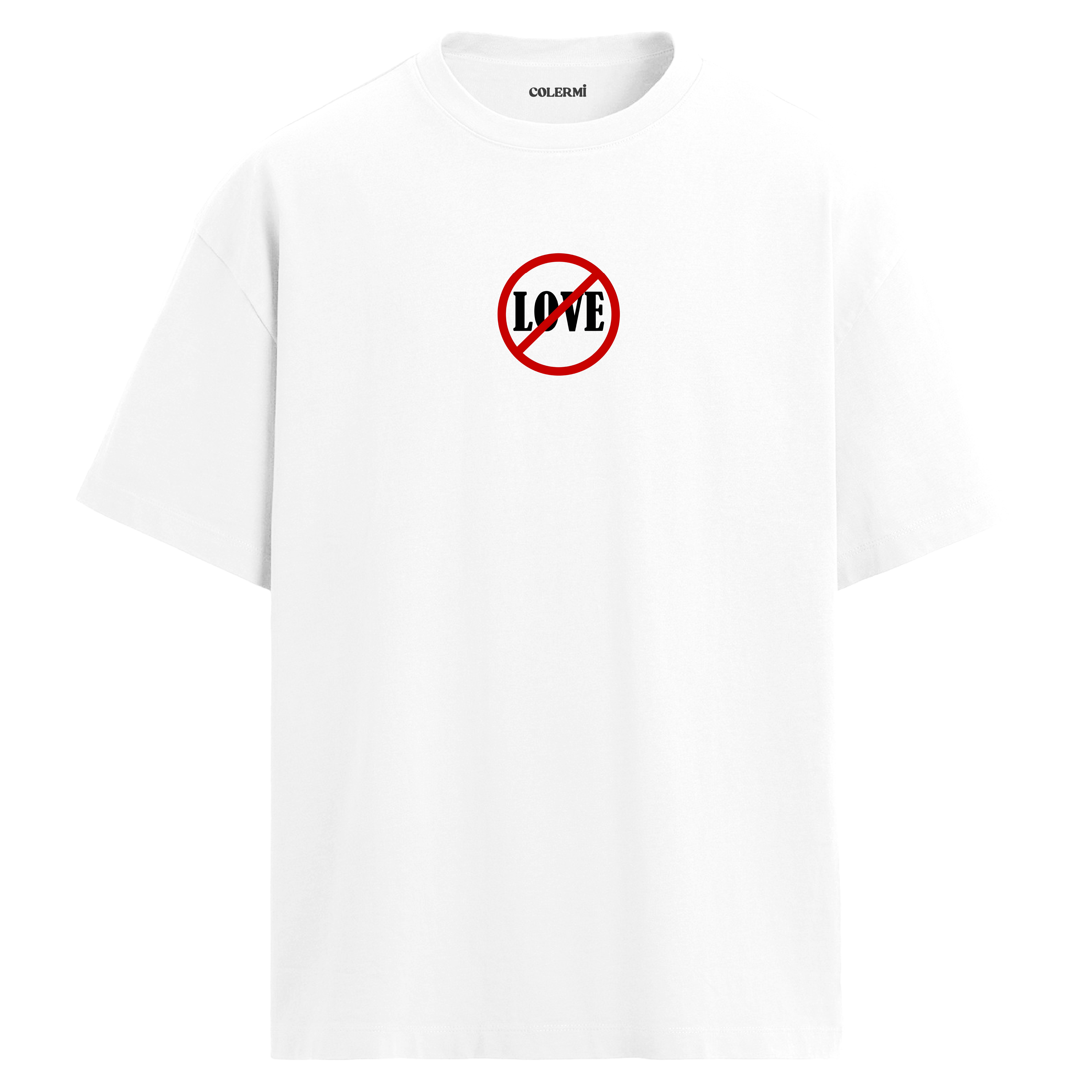 No Love Minimal Tasarım Oversize Tişört detay | Colermi
