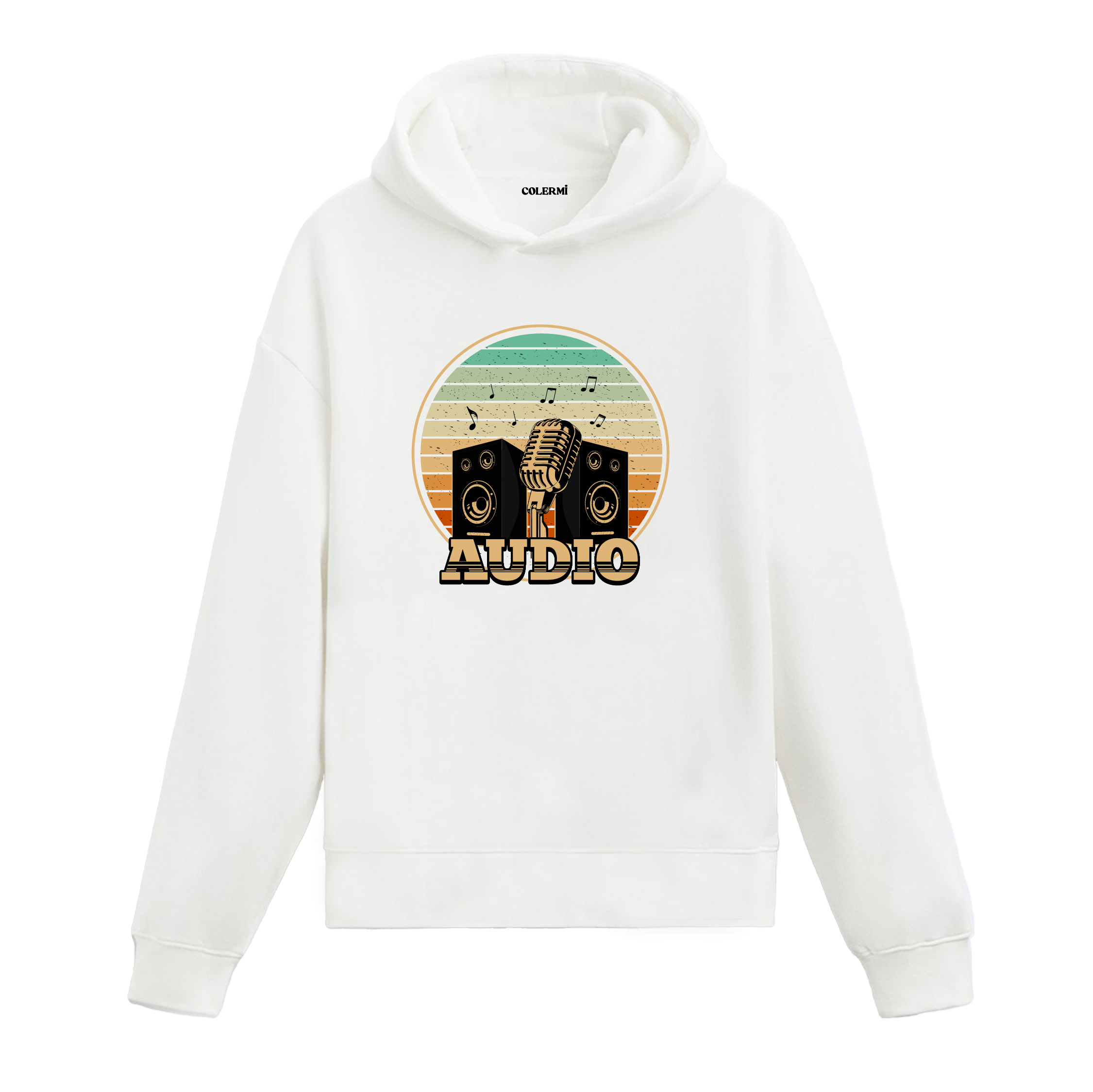 Retro Sound Waves Graphic Hoodie – Vintage Vibes, Musical Energy