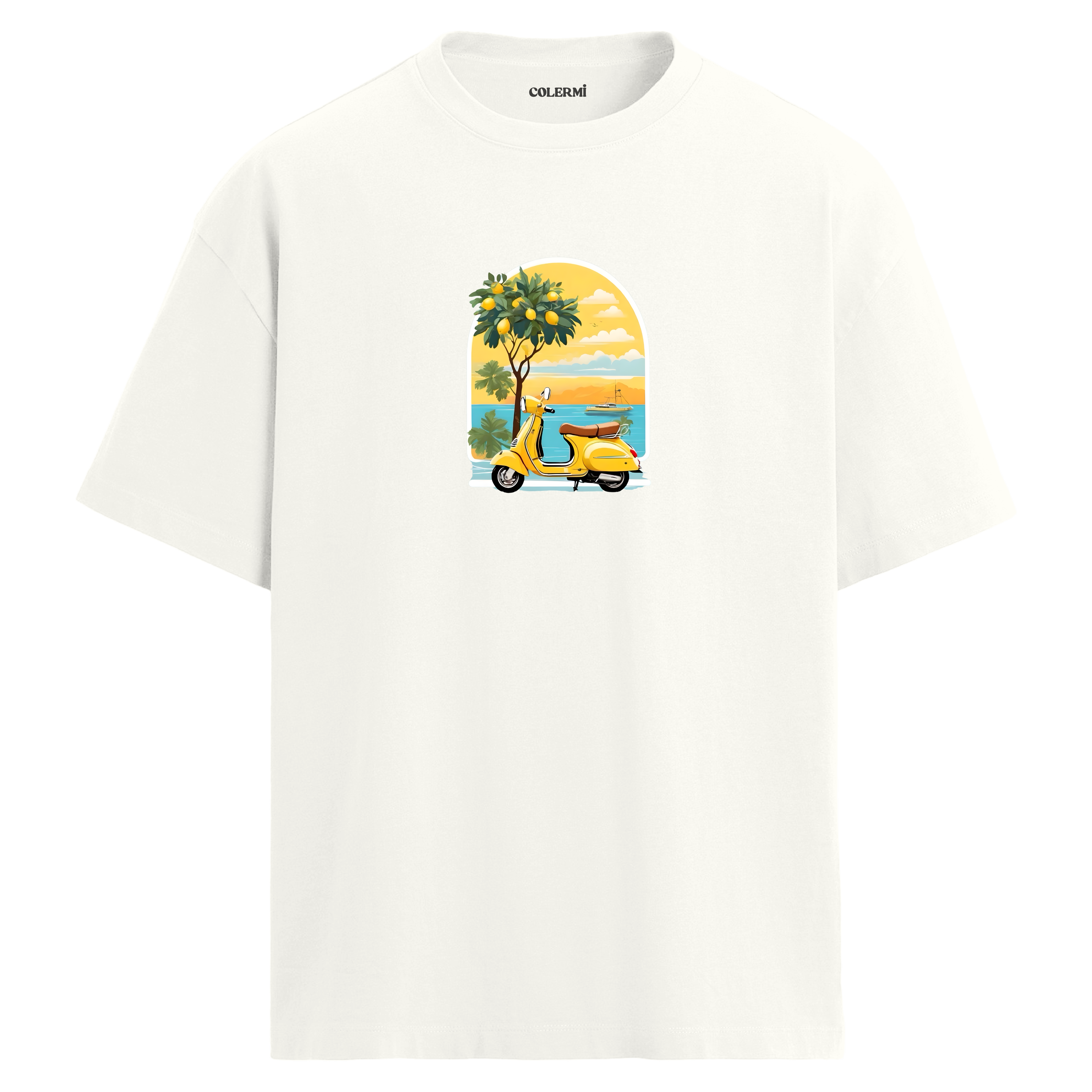 Lemon Vespa Yaz Tasarım Oversize Tişört