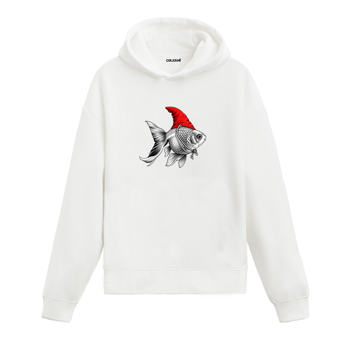Kırmızı Şapkalı Japon Balığı Tasarım Hoodie