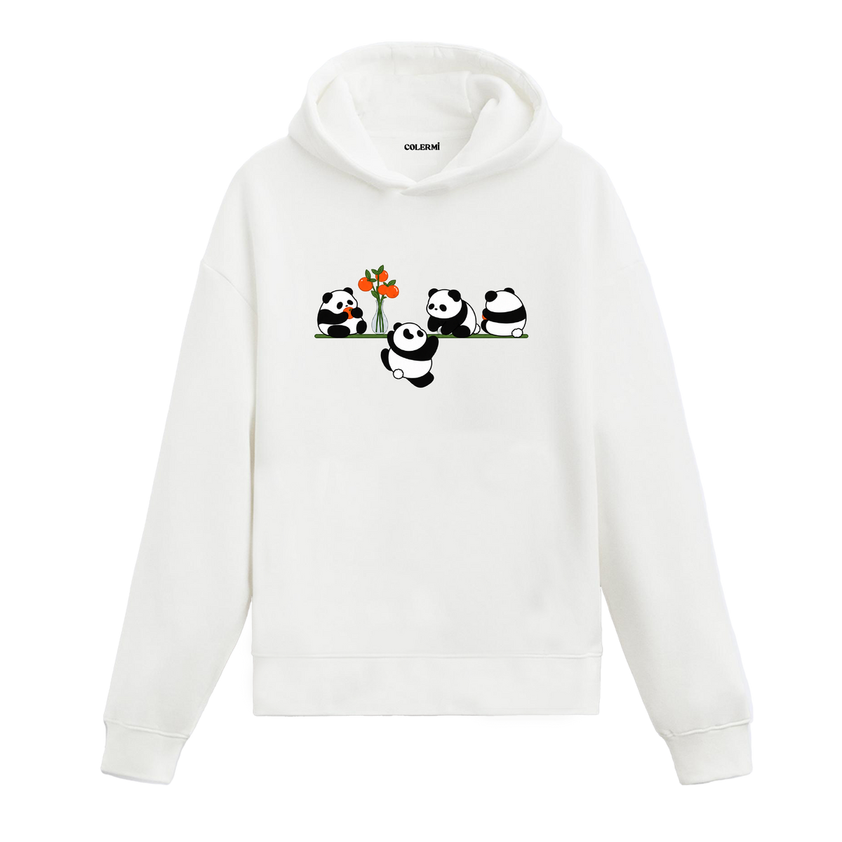 Portakallı Pandalar Tasarım Hoodie