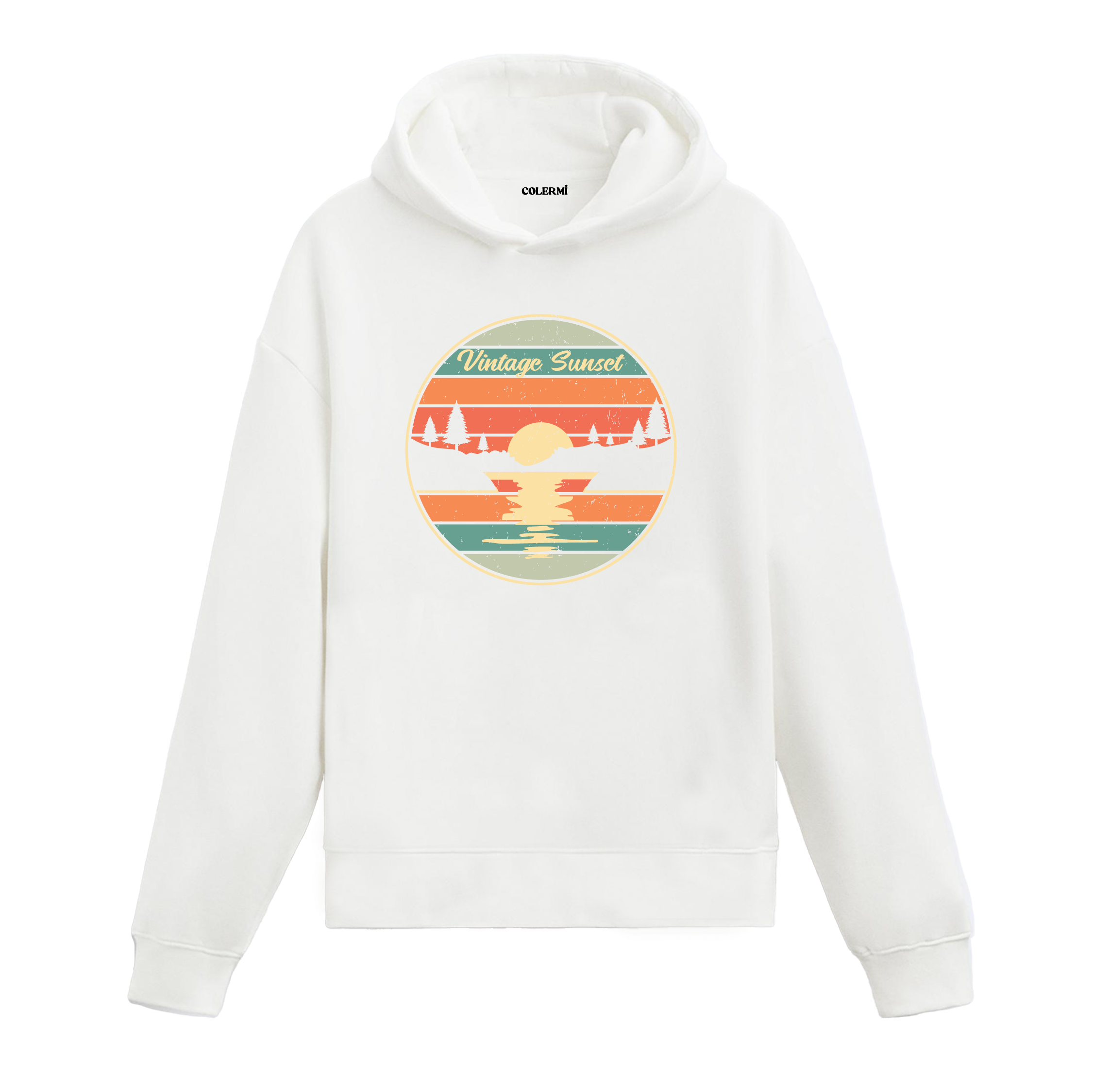Vintage Sunset: Nostalgic Sunset Graphic Hoodie