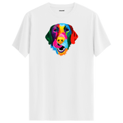 Renkli Golden Retriever Baskılı Unisex Tişört