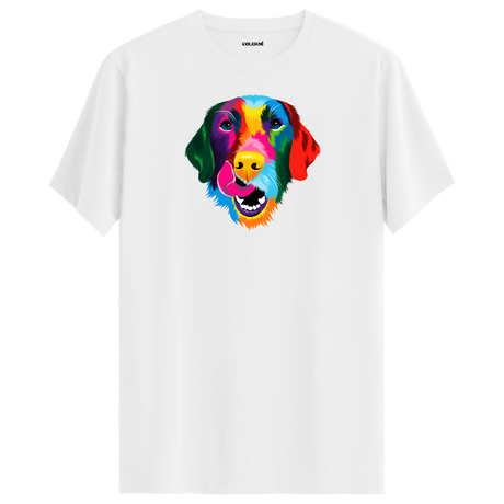Renkli Golden Retriever Baskılı Unisex Tişört